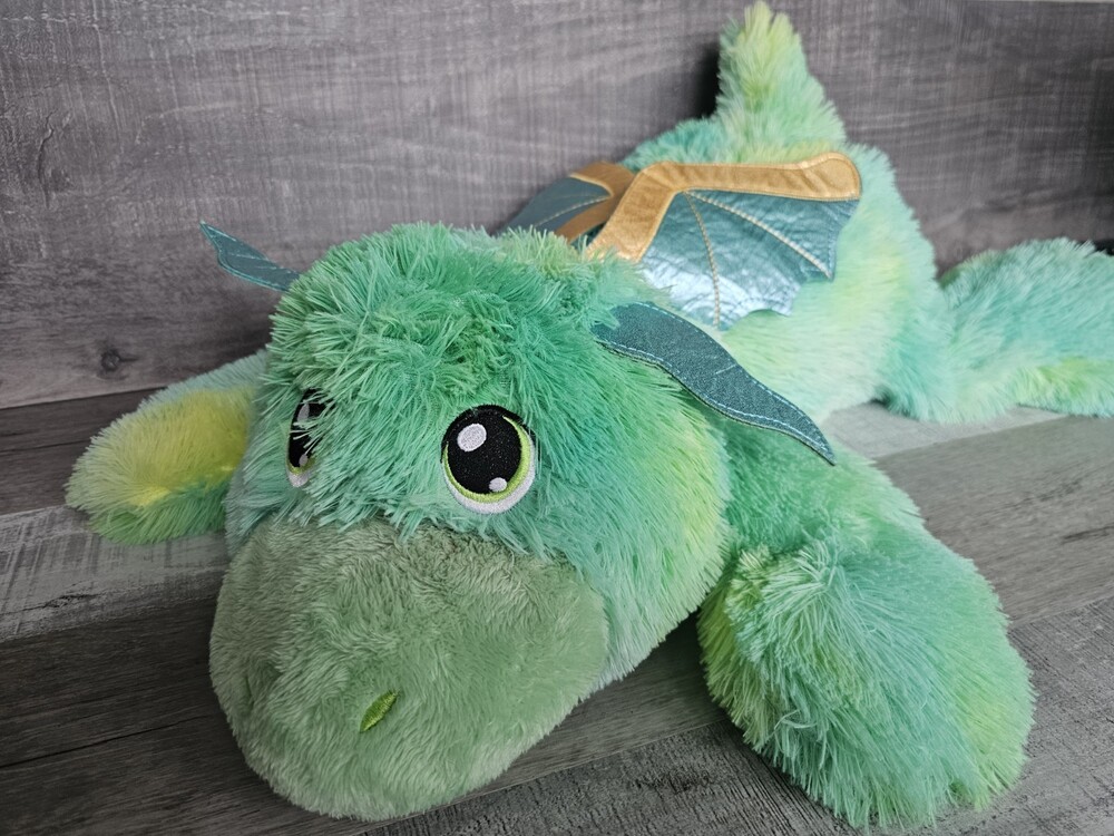 Rare Dragon Plush Stuffed Animal 24" Pastel Green Blue Soft Eyes MTY Fantasy